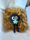 Handmade Fuzzy Soot Sprite Cat Toy With Bell – Needle Felted Catnip Coal Dust Spirit