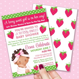 5x7 Strawberry Shortcake Baby Shower Invitation | Berry Sweet Baby Shower Invite | Editable Printable Girl Baby Shower Template