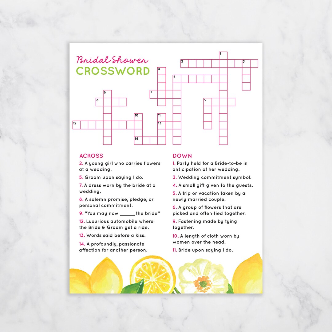 Citrus Lemon Floral Crossword Puzzle Game (with Answer Sheet) 8 5x11 Citrus Lemon Floral Crossword Puzzle Game (with Answer Sheet) 8 5x11