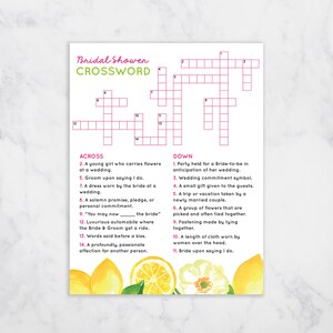 Citrus, lemon, floral, Crossword Puzzle Game (with answer sheet) 8.5x11 Instant download