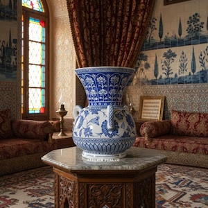 Blue Blanc Kandil İznik Tile Handmade