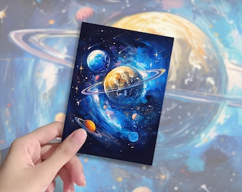Housses pour TCG,Protège-cartes - Impression haute définition durable,66 × 91 mm,Cadeaux pour les joueurs|Planètes dans l'espace bleu