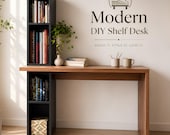 DIY Desk with Bookshelf Plans PDF – Home Office Desk Build Guide – Beginner Woodworking – Printable Furniture Plan – Instant Download