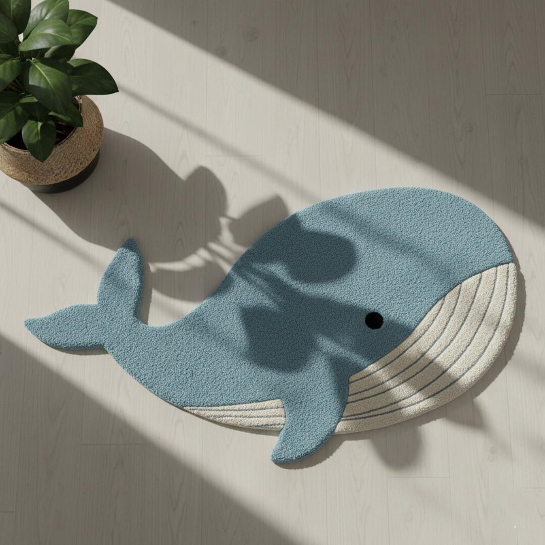 Handmade Blue Whale Rug – Coastal Nursery Decor - Etsy