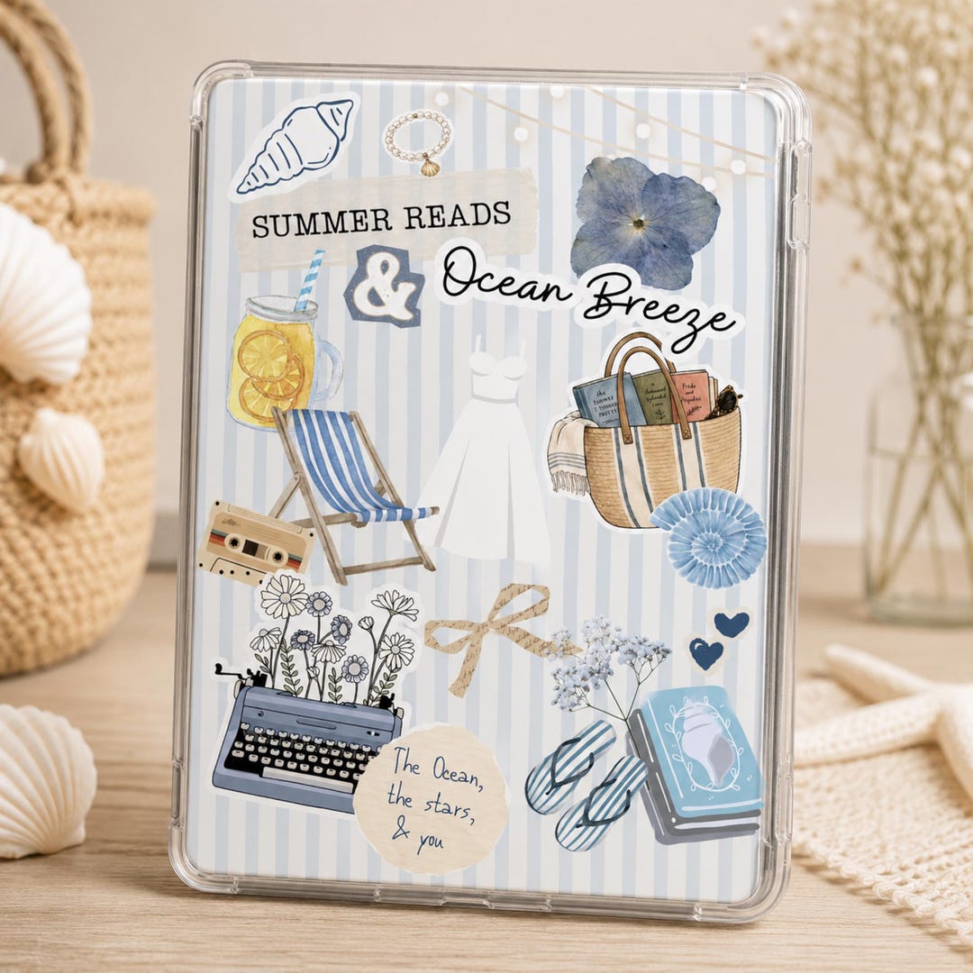 Beach Kindle Insert | Summer Romance Books | Coastal Kindle Skin | 5x7 ...