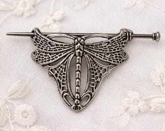 Libelle Haarknoten Haarschmuck, eleganter Braut Haarschmuck, Messing Metall glänzend Schmuck prom Accessoire, Erstkommunion Schmuck