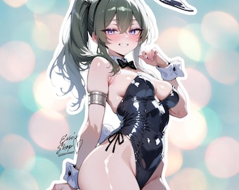 Mischievous Mage Bunny Girl Sticker | Cheeky Anime Waifu Decal
