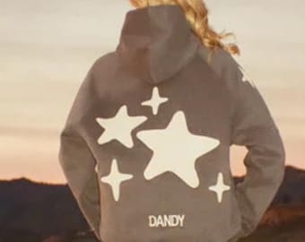 Sudadera con capucha extragrande Dandy para mujer con estampado de estrellas.