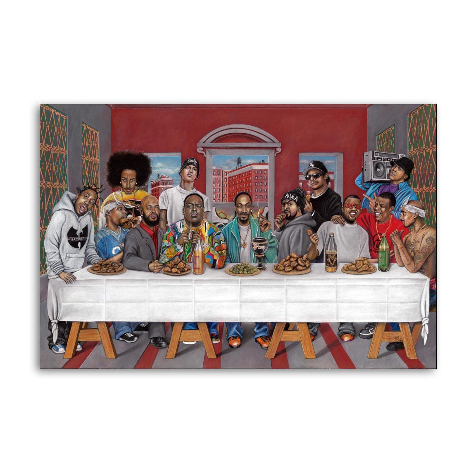 Hip Hop Last Supper Canvas Art Print - Rapper Legends Wall Decor