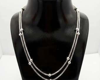 繊細な925スターリングシルバービーズネックレス｜ミニマリストなレイヤードチェーン