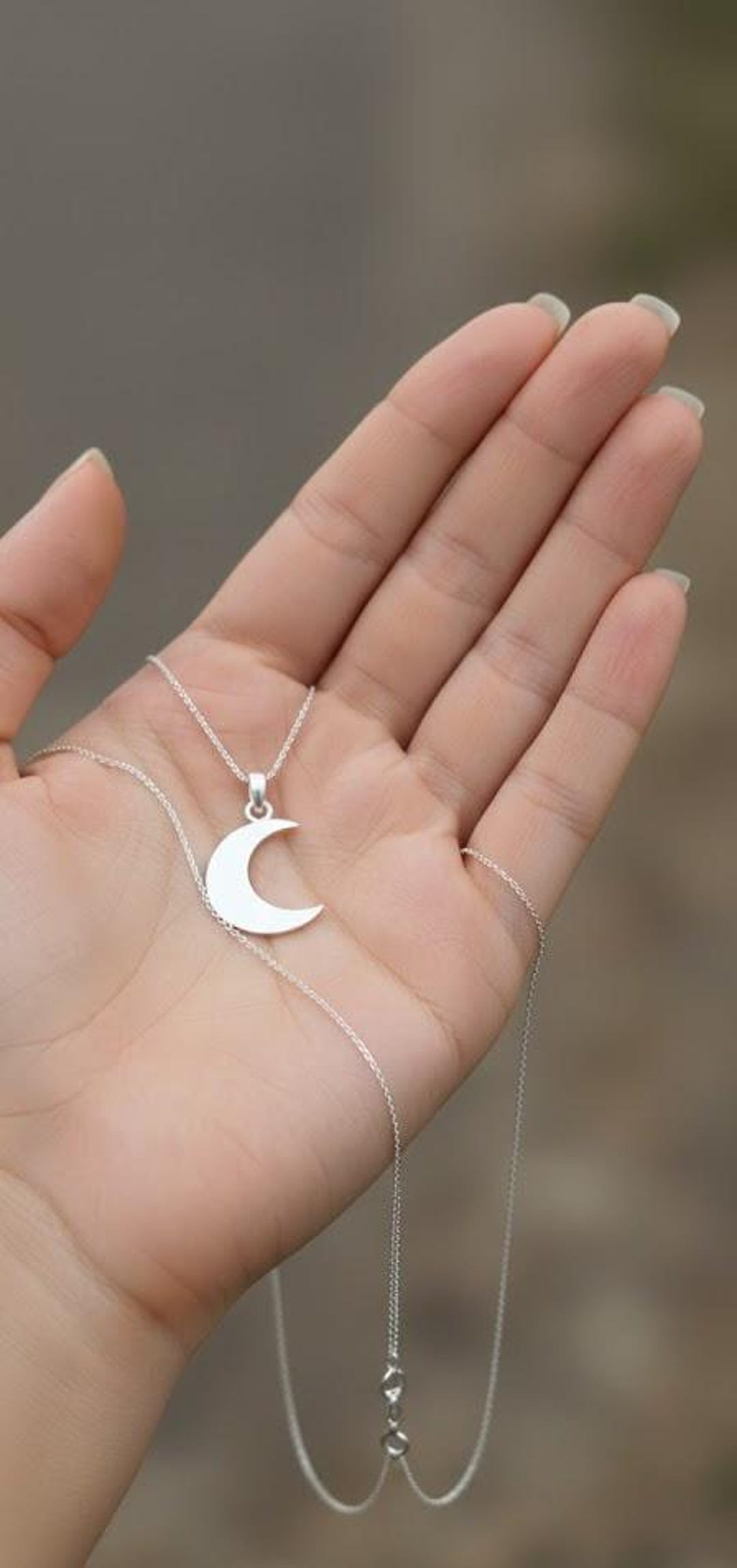 Sterling Silver Crescent Moon Necklace, Minimalist Celestial Jewelry - Etsy
