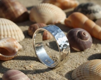 Hammered Sterling Silver Band | Unisex Minimalist Ring