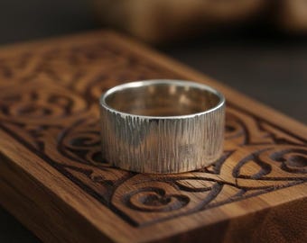 Hammered Sterling Silver Band Ring, Handmade Rustic Jewelry