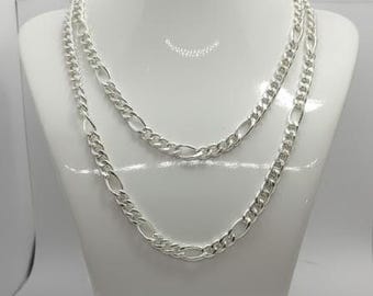 925 Sterling Silver Figaro Chain Necklace | Italian Unisex Jewelry
