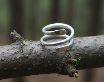 Minimalist Spiral Silver Ring | Handmade Adjustable Wrap Jewelry