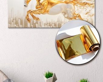 Decoración de pared con estampado abstracto de caballo dorado para diseño de interiores