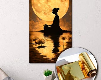 Yoga con estampado dorado para decorar las paredes del pasillo y el dormitorio