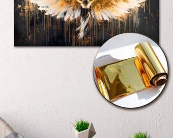 Ángel abstracto con estampado dorado, diseño de pared para dormitorio o pasillo.