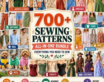 Paquete completo de patrones de costura, guía para principiantes, planificador y guía de elásticos (PDF digital).