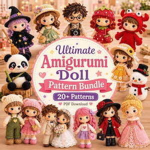 Ensemble de modèles de poupées au crochet, poupées mannequins princesses amigurumi (téléchargement PDF instantané)
