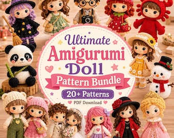 Paquete de patrones de ganchillo para muñecas, muñecas de moda de princesas amigurumi (descarga instantánea en PDF)