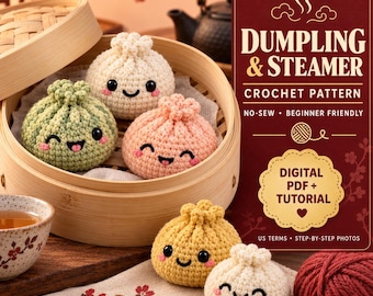Patrón de amigurumi de ganchillo sin costuras con cesta, peluche ideal para principiantes, términos estadounidenses, descarga instantánea en PDF.