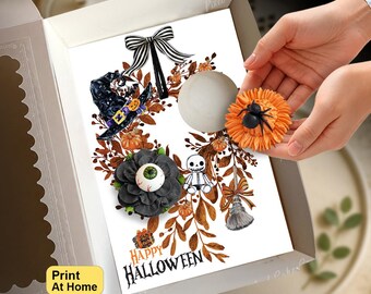 Halloween Bow and Wreath Cupcake Insert, Party Gift Box, DIY Print At Home Template, Standard + Mini Cupcakes, Presale Bakery Packaging Idea