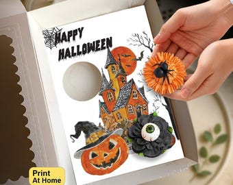 Happy Halloween Haunted House Cupcake Insert, Spooky Party Event Gift Box, DIY Template for Standard Cupcakes, Presale Bakery Packaging Idea