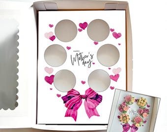 US size - Mother's Day Pink Bow Cupcake Box Insert | Printable Templates & Guide | Instant Download