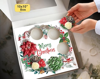 Whimsical Christmas Wreath Cupcake Insert, Festive Gift Box for  Standard and Mini Cupcakes, DIY Printable Template, Presale Packaging Idea