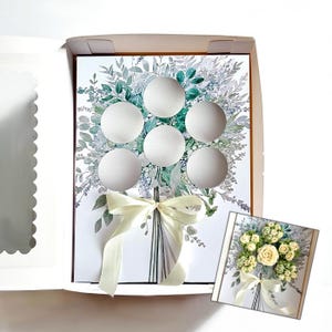 USA - Anpassningsbar 3D-bandbukett med muffinsask, blommig muffinshållare, elegant presentförpackning för bageri, utskrivbar mall för gör-det-själv