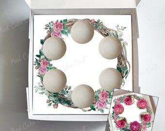 Inserto para cupcakes con corona de vid y rosales, caja de regalo para fiestas y eventos, 6 cupcakes estándar, plantilla imprimible DIY, idea para exhibición de panadería en preventa
