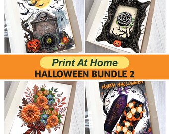 Halloween Bundle 2 Cupcake Inserts, Festive Fall Gift Box for Standard Cupcakes, DIY Print At Home Template, Presale Bakery Packaging Idea