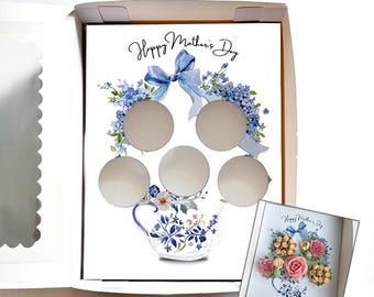 Tamaño de EE. UU. - Inserto para caja de cupcakes con forma de tetera para el Día de la Madre / Plantillas y guía imprimibles / Descarga instantánea