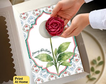 Moroccan Tile Frame Cupcake Insert, Birthday Party Floral Gift Box, DIY Print At Home Template, Standard Cupcake, Presale Bakery Packaging