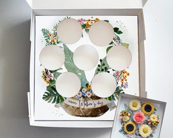 US size - Mother's Day Wildflowers Cupcake Box Insert | Printable Templates & Guide | Instant Download