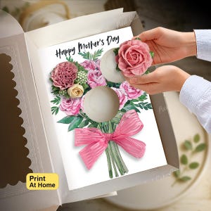 Mors dag 3D-bandrosbukett med cupcake-insats, gör-det-själv-skriv ut presentask hemma, 3 standardmallar för cupcakes, idé för förköp av bageriförpackning