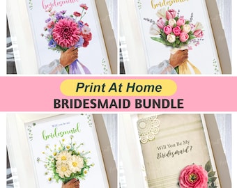 Bridesmaid Proposal Bundle Cupcake Inserts, Bridal Shower Gift Box, Standard Cupcakes, DIY Print At Home Template, Presale Bakery Packaging