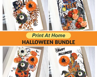 Halloween Bundle Cupcake Inserts, Festive Fall Gift Box for Standard Cupcakes, DIY Print At Home Template, Presale Bakery Packaging Idea