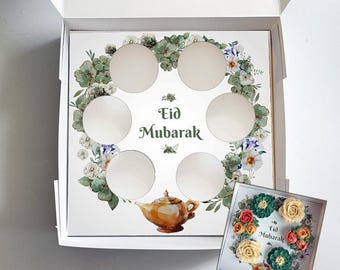 UK size - Eid Wreath Cupcake Box Insert | Printable Templates & Guide | Instant Download