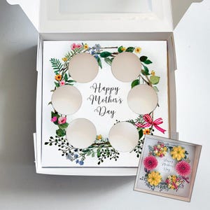 US size - Mother's Day Wreath Cupcake Box Insert | Printable Templates & Guide | Instant Download