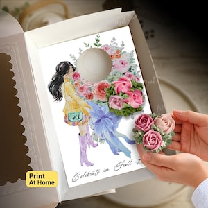 Girl In Yellow Jacket Cupcake Insert, Birthday & Wishes Gift Box, DIY Print At Home Template, Standard Cupcakes, Presale Bakery Display Idea