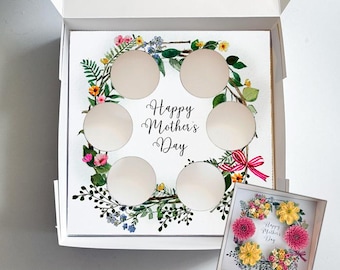 UK Size - Mother's Day Wreath Cupcake Box Insert | Printable Templates & Guide | Instant Download