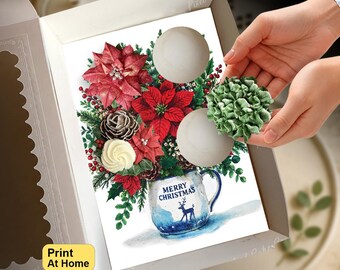Christmas Poinsettia Mug Cupcake Insert, Festive Gift Box for  Standard and Mini Cupcakes, DIY Print At Home Template, Presale Packaging