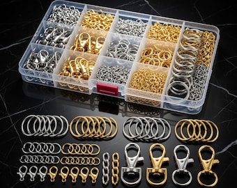 Kit de fabrication de porte-clés 990 pièces avec pinces, anneaux en or et en argent, accessoires de bricolage pour porte-clés