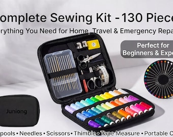 Kit de couture de 130 pièces, étui portable avec aiguilles de fil, ciseaux, ensemble de fournitures de réparation de voyage