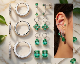 Ensemble de petites boucles d'oreilles créoles Huggie en plaqué or 14 carats pour femme