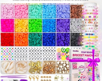 Kit de 6000 perles en argile, ensemble de fabrication de bracelets Heishi, bijoux preppy, bricolage, cadeau