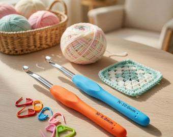 Ensemble de crochets ergonomiques 9 mm 10 mm avec prise souple, marqueurs de point, adapté aux débutants