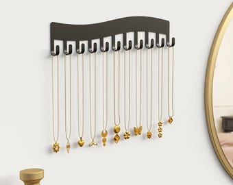 Support mural pour collier, porte-bijoux, crochet adhésif, rangement pour femmes et filles